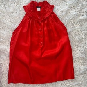 J Crew Silk Blouse Tank Ruffle Neck Womens S